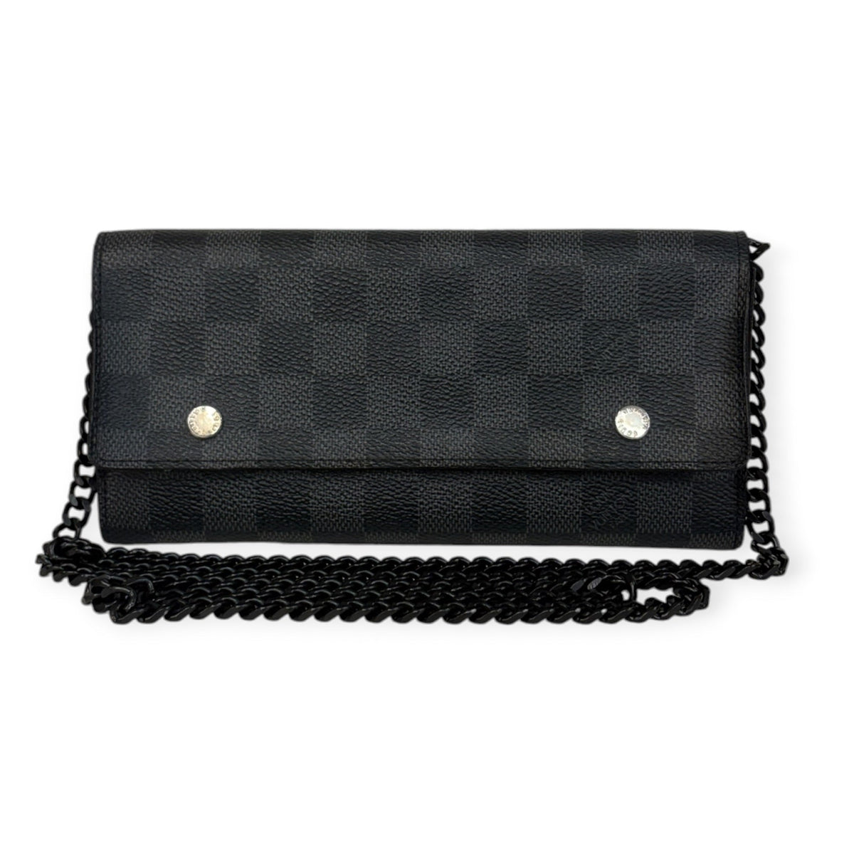 LOUIS VUITTON Damier Graphite Coated Canvas Wallet with added Chain Louis Vuitton