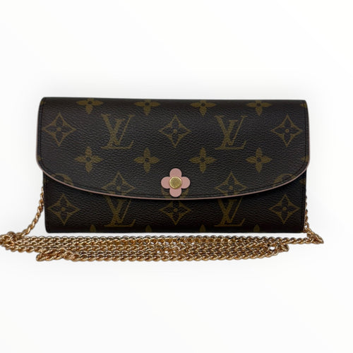 LOUIS VUITTON Flower Monogram Emilie Wallet with Chain Louis Vuitton