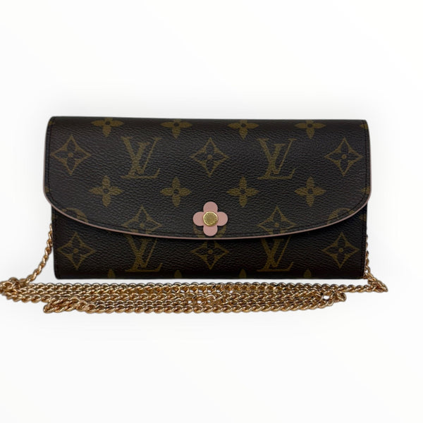 LOUIS VUITTON Flower Monogram Emilie Wallet with Chain Louis Vuitton