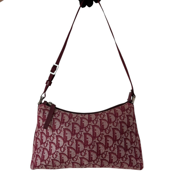 CHRISTIAN DIOR Red Trotter Canvas Shoulder Pochette Dior
