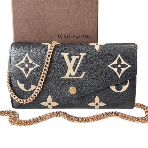 LOUIS VUITTON Leather Giant Empreinte Monogram Sarah Wallet with Chain Louis Vuitton