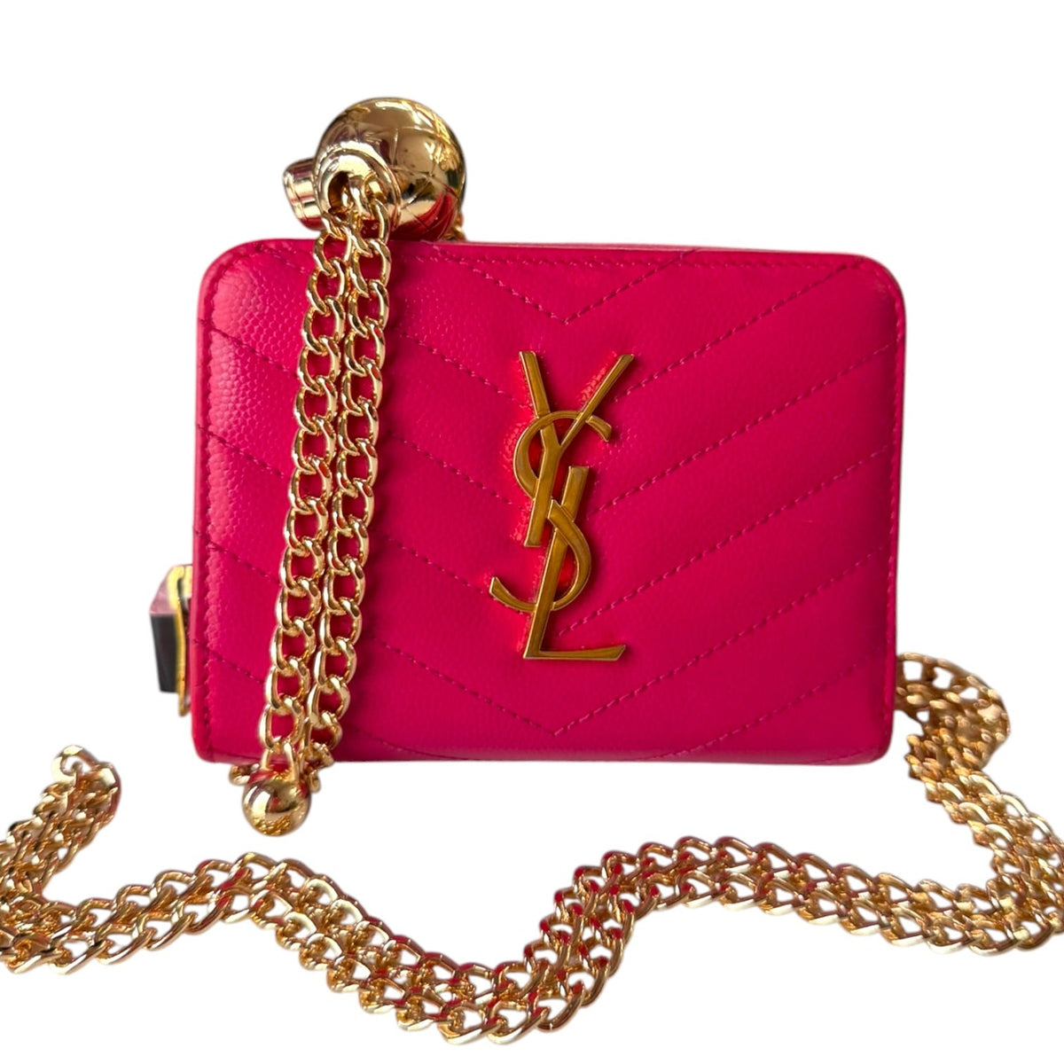 SAINT LAURENT YSL Pink Compact Zip Wallet Saint Laurent