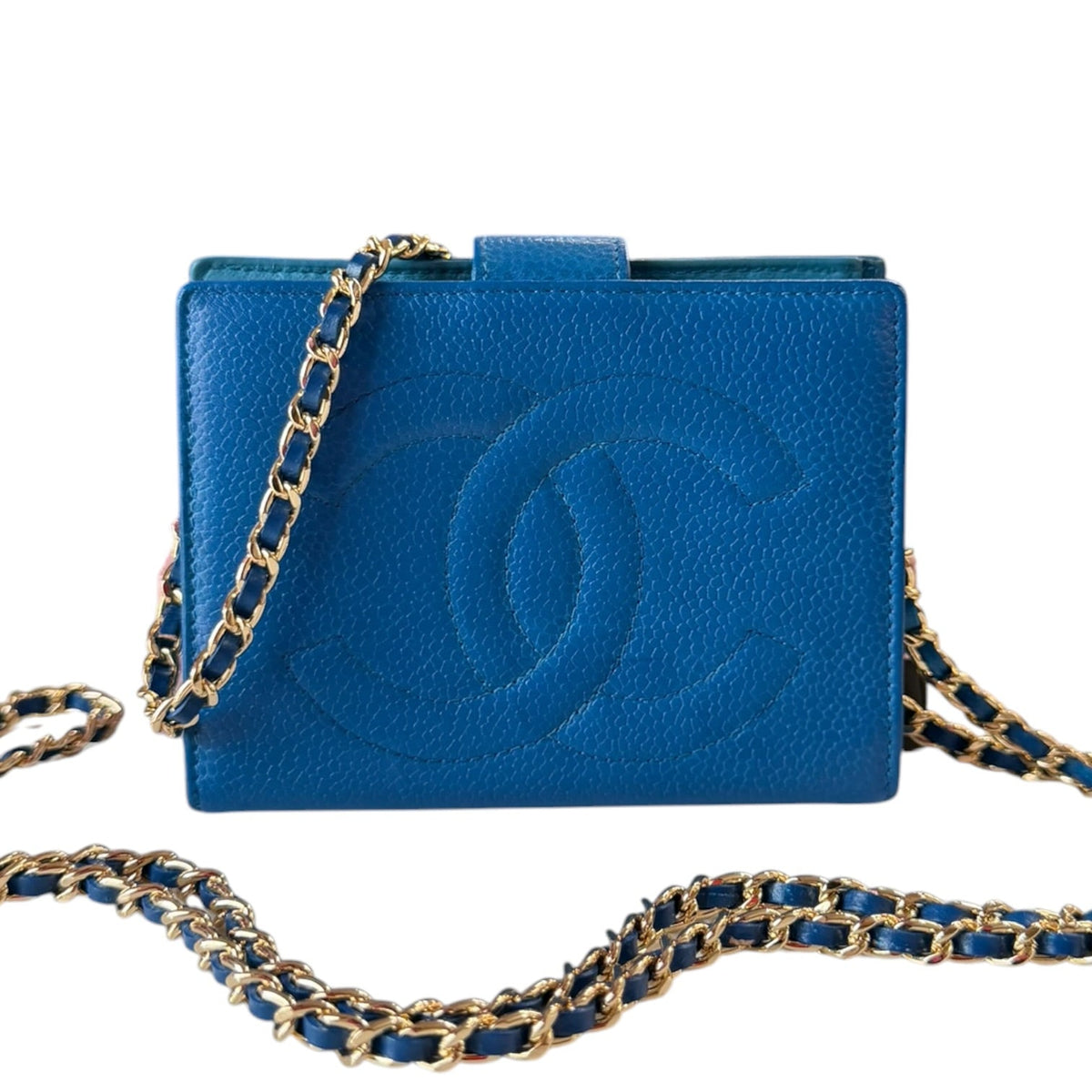 CHANEL Blue Caviar Leather Timeless Compact Wallet Chanel