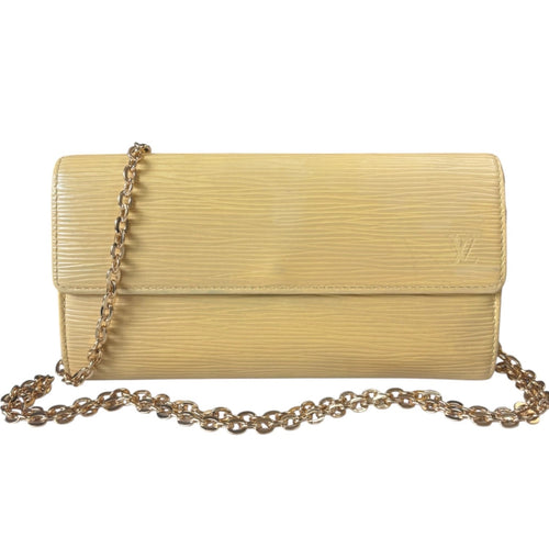 LOUIS VUITTON Butter Yellow Epi Leather Sarah Wallet with Chain Louis Vuitton
