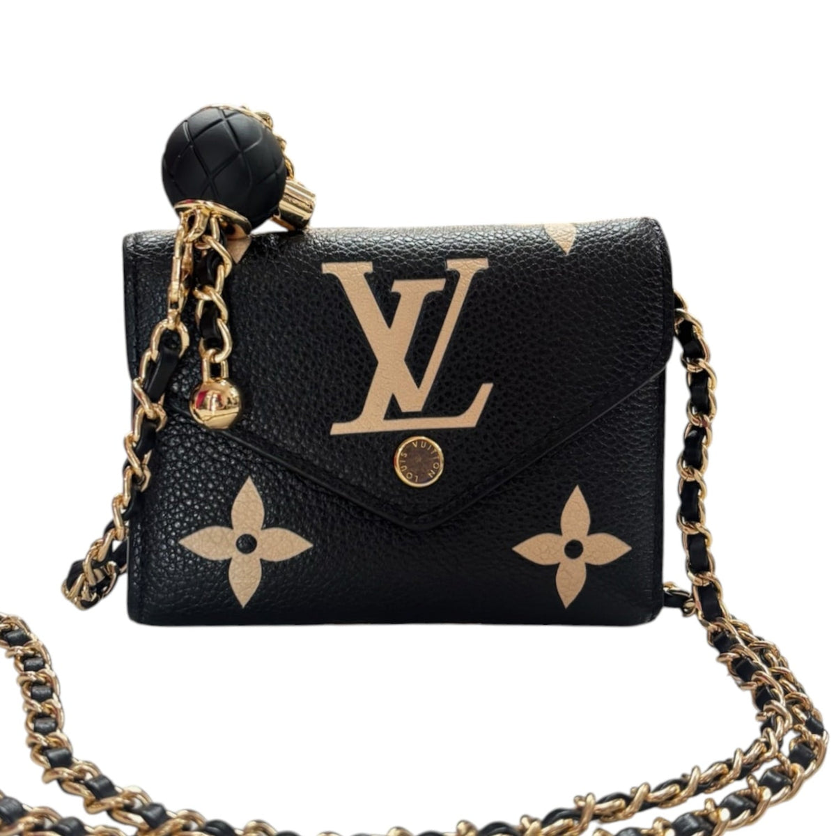 LOUIS VUITTON Leather Giant Empreinte Monogram Compact Wallet with Chain Louis Vuitton
