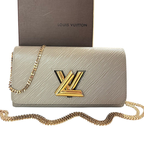 LOUIS VUITTON Taupe Epi Leather Twist Wallet Louis Vuitton