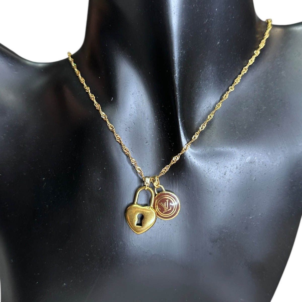 Repurposed LOUIS VUITTON Brown Monogram Charm Necklace Louis Vuitton
