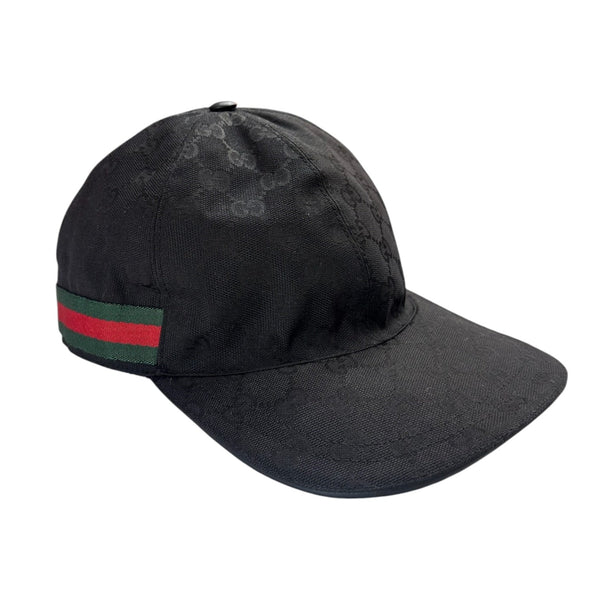 GUCCI Black GG Canvas with Color Web Baseball Cap Size Large Gucci