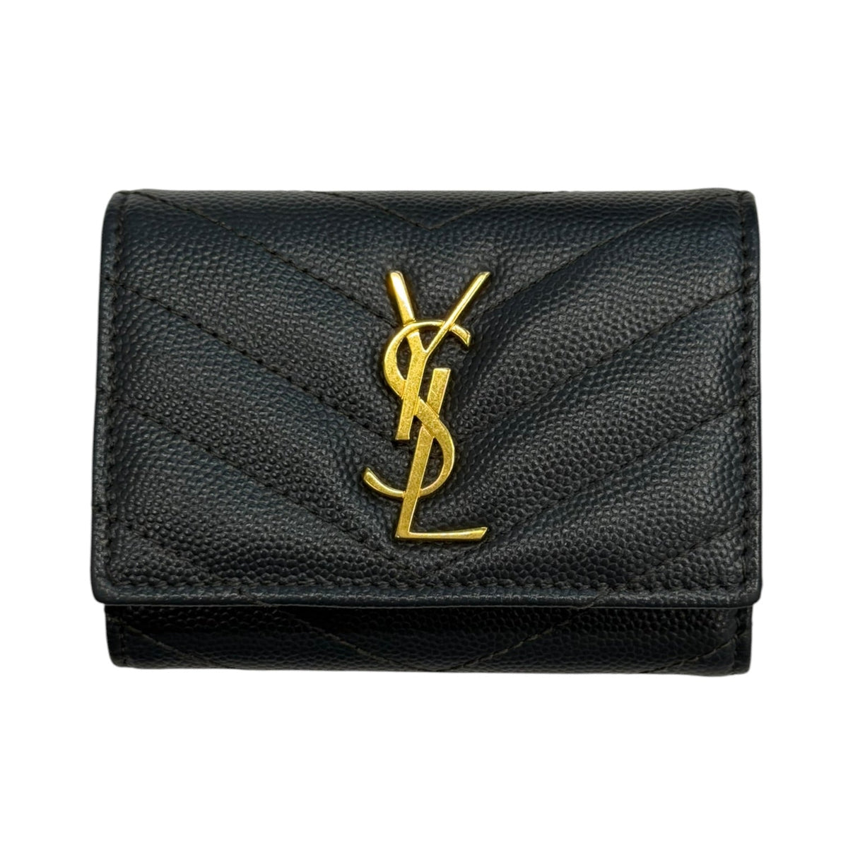 SAINT LAURENT Black Leather YSL 6 Key Holder & Card Case Saint Laurent