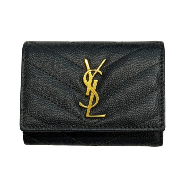 SAINT LAURENT Black Leather YSL 6 Key Holder & Card Case Saint Laurent