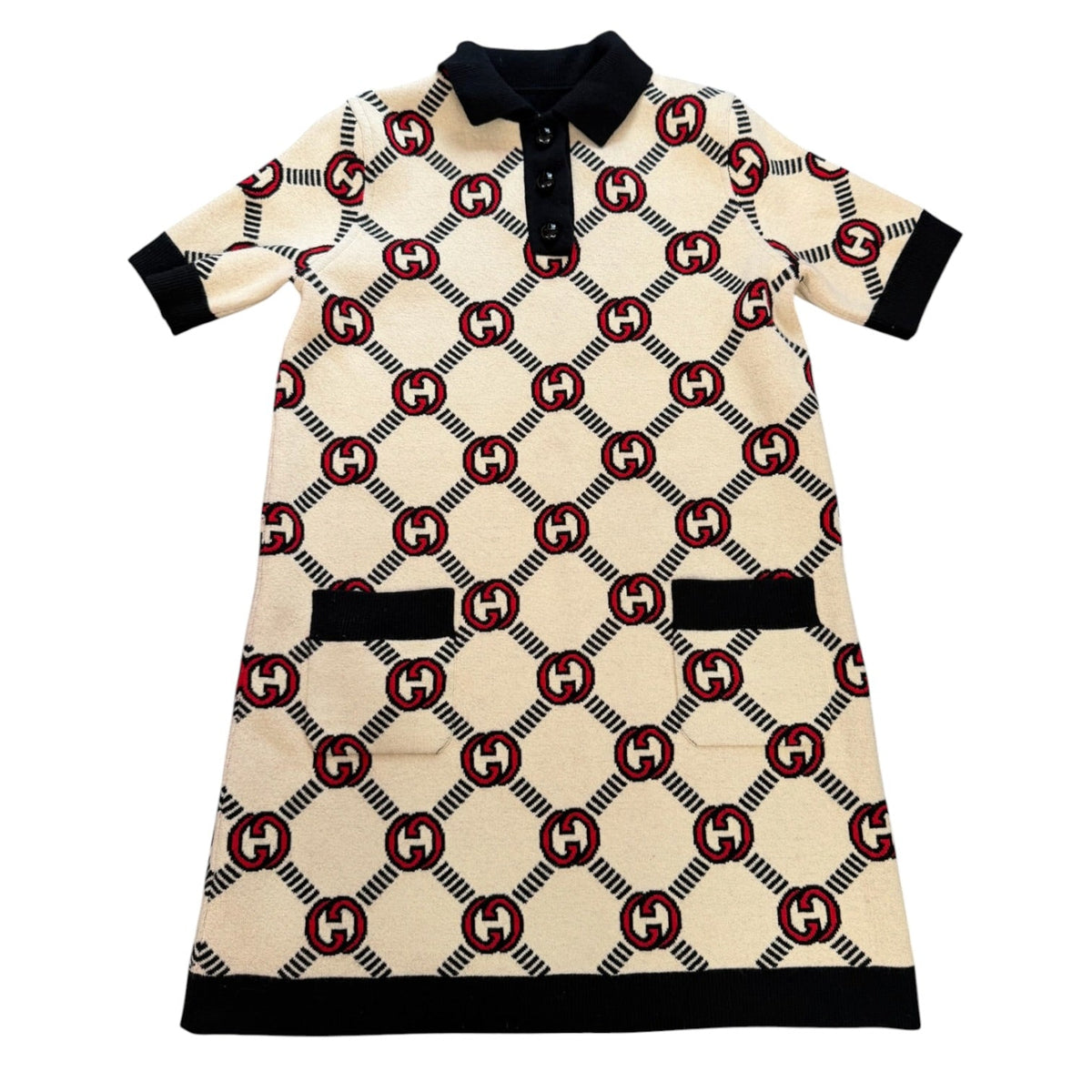 GUCCI Reversible Jacquard Knit Wool Blend Dress - Medium Gucci