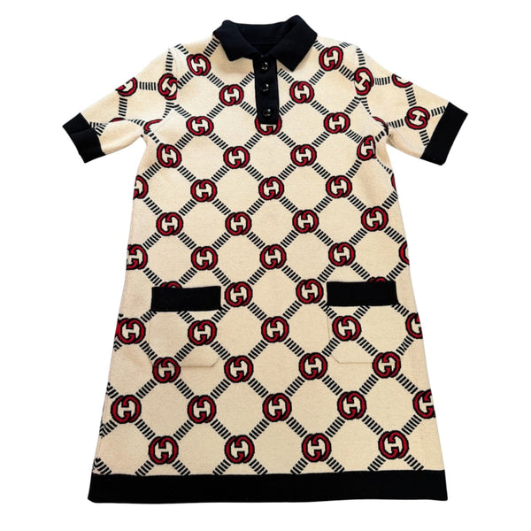 GUCCI Reversible Jacquard Knit Wool Blend Dress - Medium Gucci