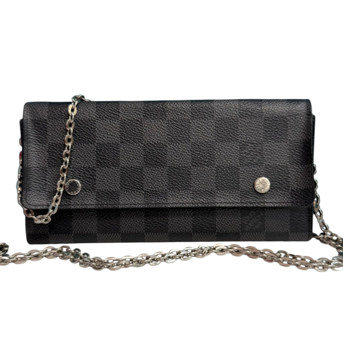 LOUIS VUITTON Damier Graphite Coated Canvas Wallet with added Chain Louis Vuitton