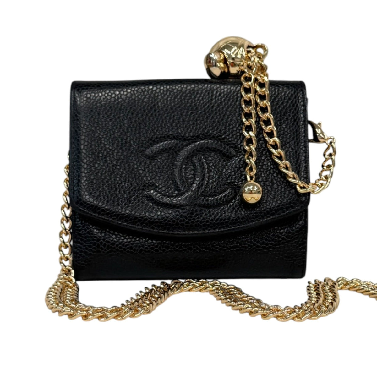 CHANEL Black Caviar Leather Timeless Compact Wallet Chanel