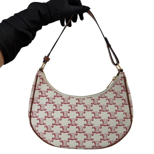 CELINE Cream Triomphe Coated Canvas Ava Bag Celine