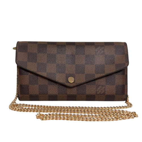 LOUIS VUITTON Damier Ebene Sarah Wallet with Chain Louis Vuitton