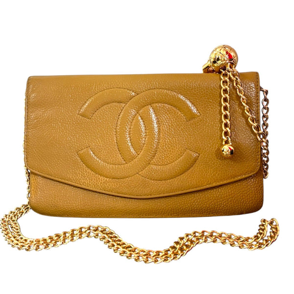 CHANEL Beige Caviar Timeless Clutch Chanel