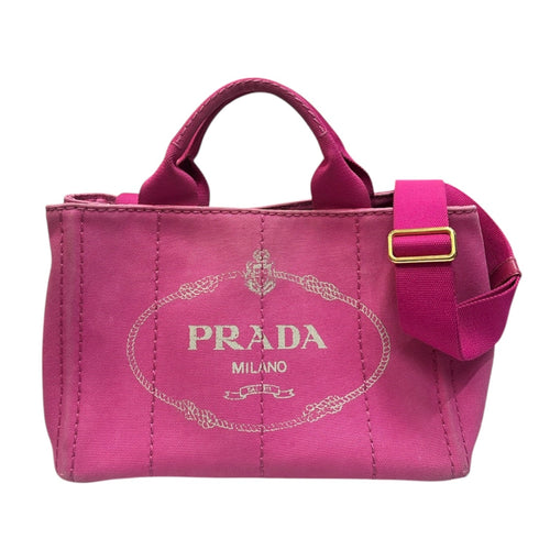PRADA Pink Denim Canapa Tote Bag with Crossbody Strap Prada