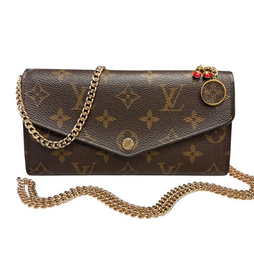 LOUIS VUITTON Monogram Sarah Wallet with added Gold Crossbody Chain Louis Vuitton
