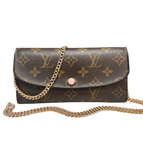 LOUIS VUITTON Monogram/Rose Ballerine Emilie Wallet with Added Chain Louis Vuitton