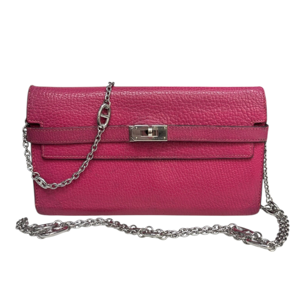 HERMES Pink Chevre Leather Kelly Wallet