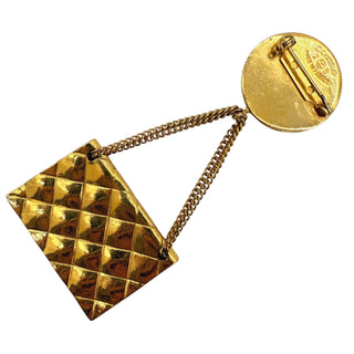 CHANEL 1986 Classic Flap Matelassé Bag and CC Coin Gold Plated Brooch Pendant Chanel