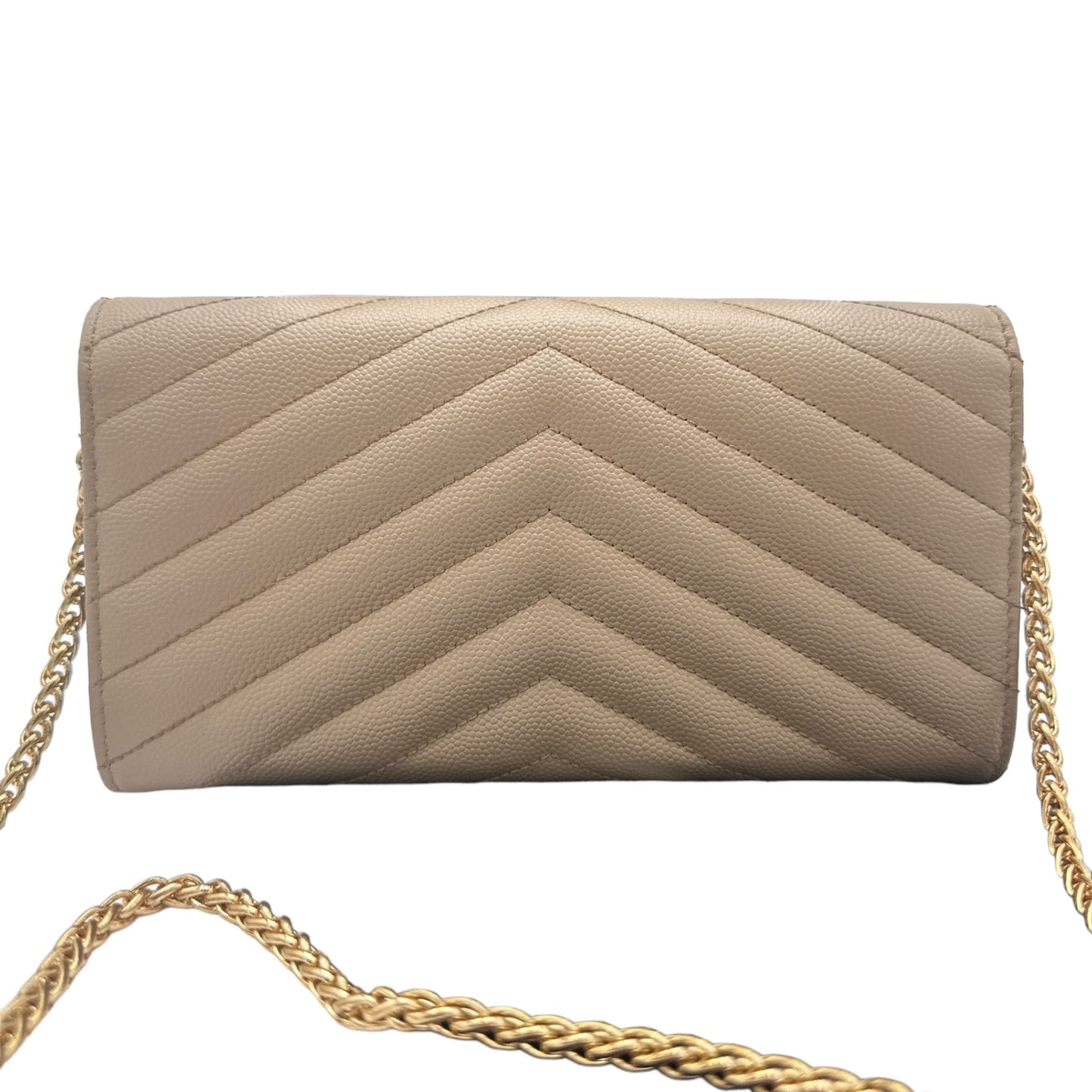 SAINT LAURENT Grain de Poudre Chevron YSL Cassandra Clutch on Chain Saint Laurent