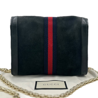 GUCCI Small Suede Ophidia Clutch with Added Chain Gucci