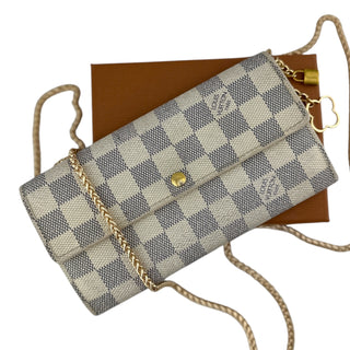 LOUIS VUITTON Damier Azur Sarah Wallet with Chain Louis Vuitton