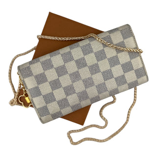 LOUIS VUITTON Damier Azur Sarah Wallet with Chain Louis Vuitton