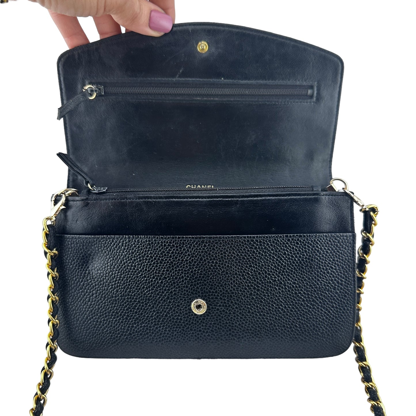 CHANEL Caviar Leather Timeless Clutch on Chain Chanel