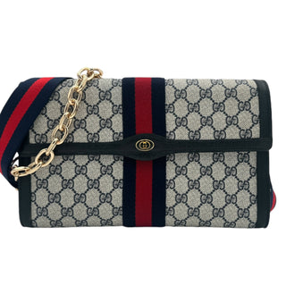 GUCCI Large GG Supreme Ophidia Clutch with Strap & Chain Gucci