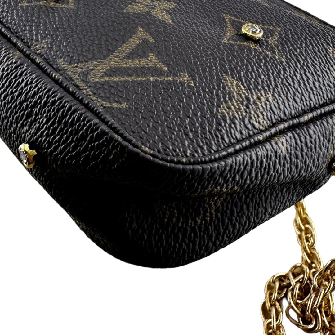 Custom LOUIS VUITTON Monogram Pochette Accessoires with Added Unbranded Chain Louis Vuitton