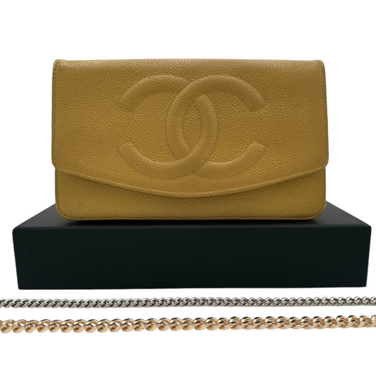 CHANEL Caviar Timeless Clutch added chain Chanel