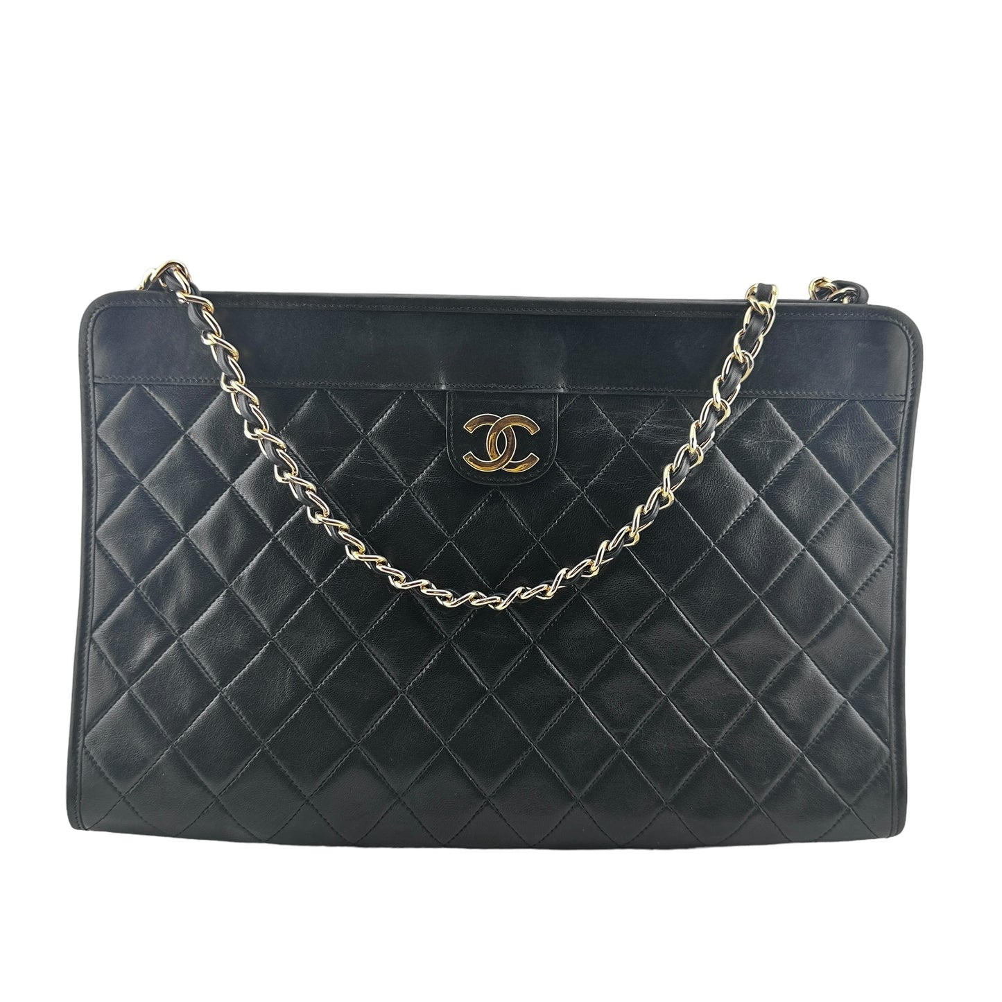 CHANEL Lambskin French Frame Clutch with Chain Chanel