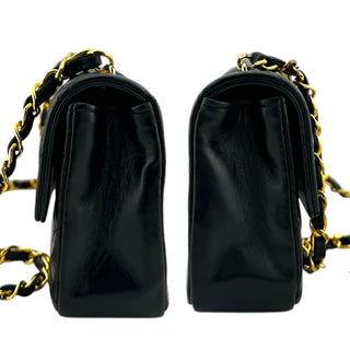 CHANEL Black Lambskin Turnlock Small Flap Chain Bag Chanel