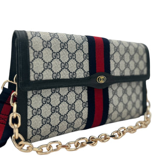 GUCCI Large GG Supreme Ophidia Clutch with Strap & Chain Gucci