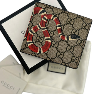 GUCCI Kingsnake Print GG Supreme Bifold Wallet Gucci