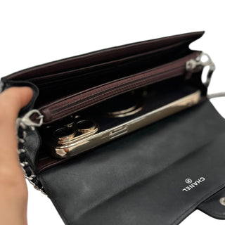 CHANEL Black Lambskin Classic Flap Gusseted Wallet Chanel