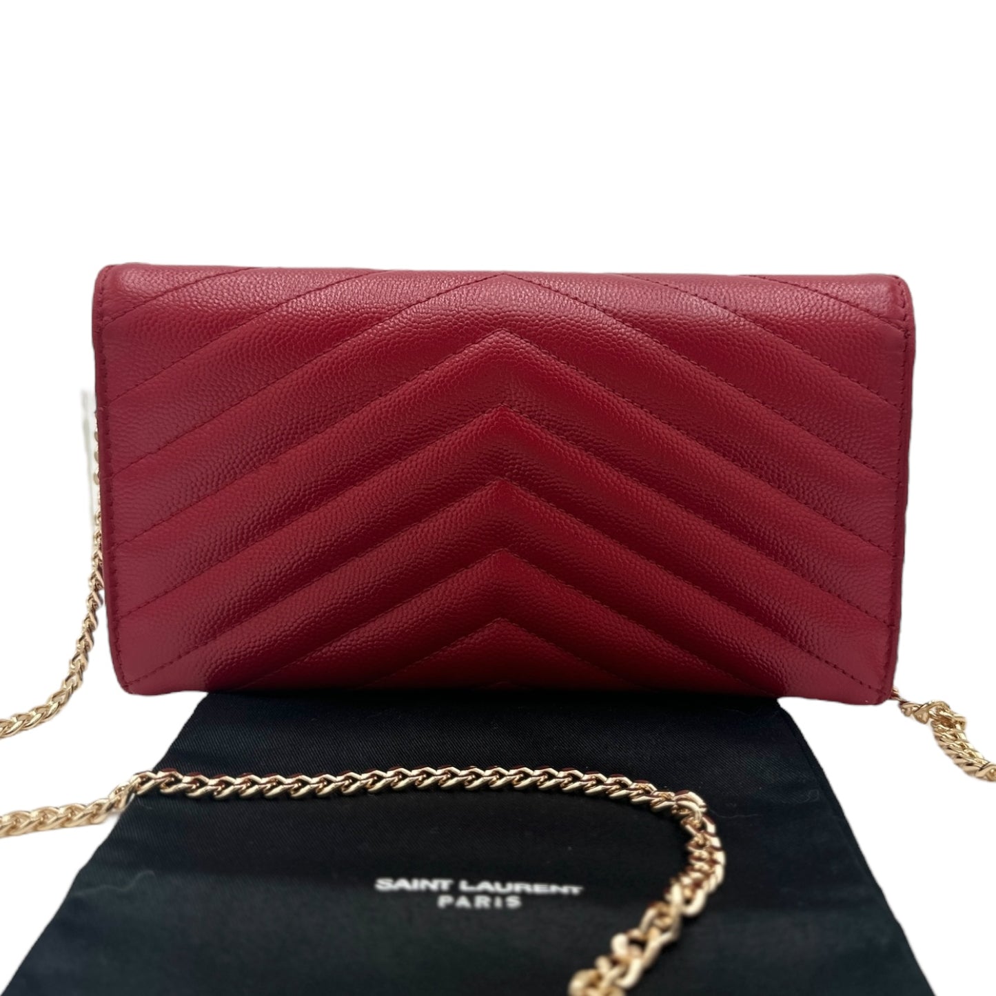 SAINT LAURENT Grain de Poudre Chevron YSL Clutch Saint Laurent