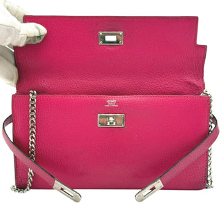 HERMES Pink Chevre Leather Kelly Wallet Hermes