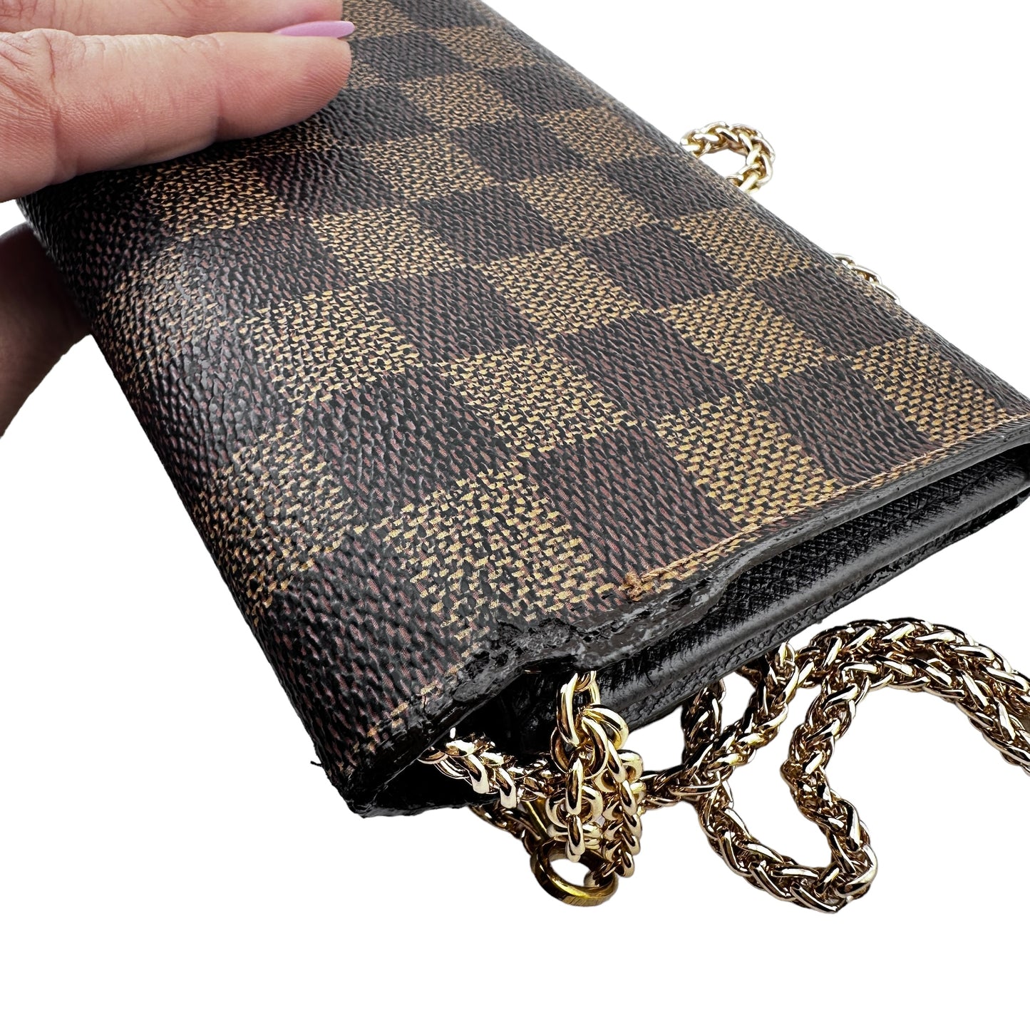 LOUIS VUITTON Damier Ebene Sarah Wallet with Chain Louis Vuitton