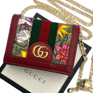 GUCCI Ophidia Flora Compact Wallet with Adjustable Chain Gucci