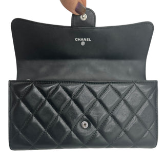 CHANEL Black Lambskin Classic Flap Gusseted Wallet Chanel