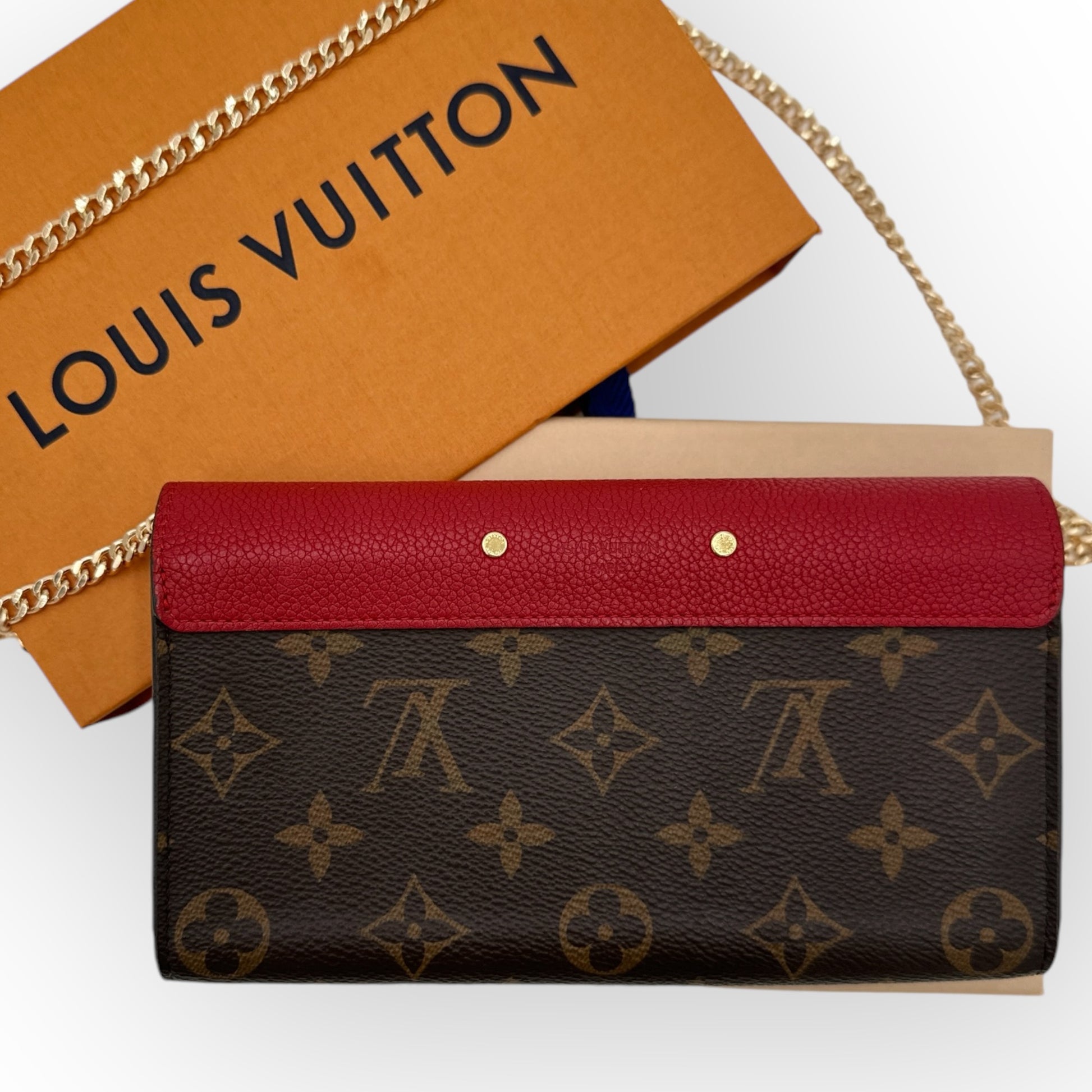 LOUIS VUITTON Red Monogram Portefeuille Pallas Wallet Louis Vuitton