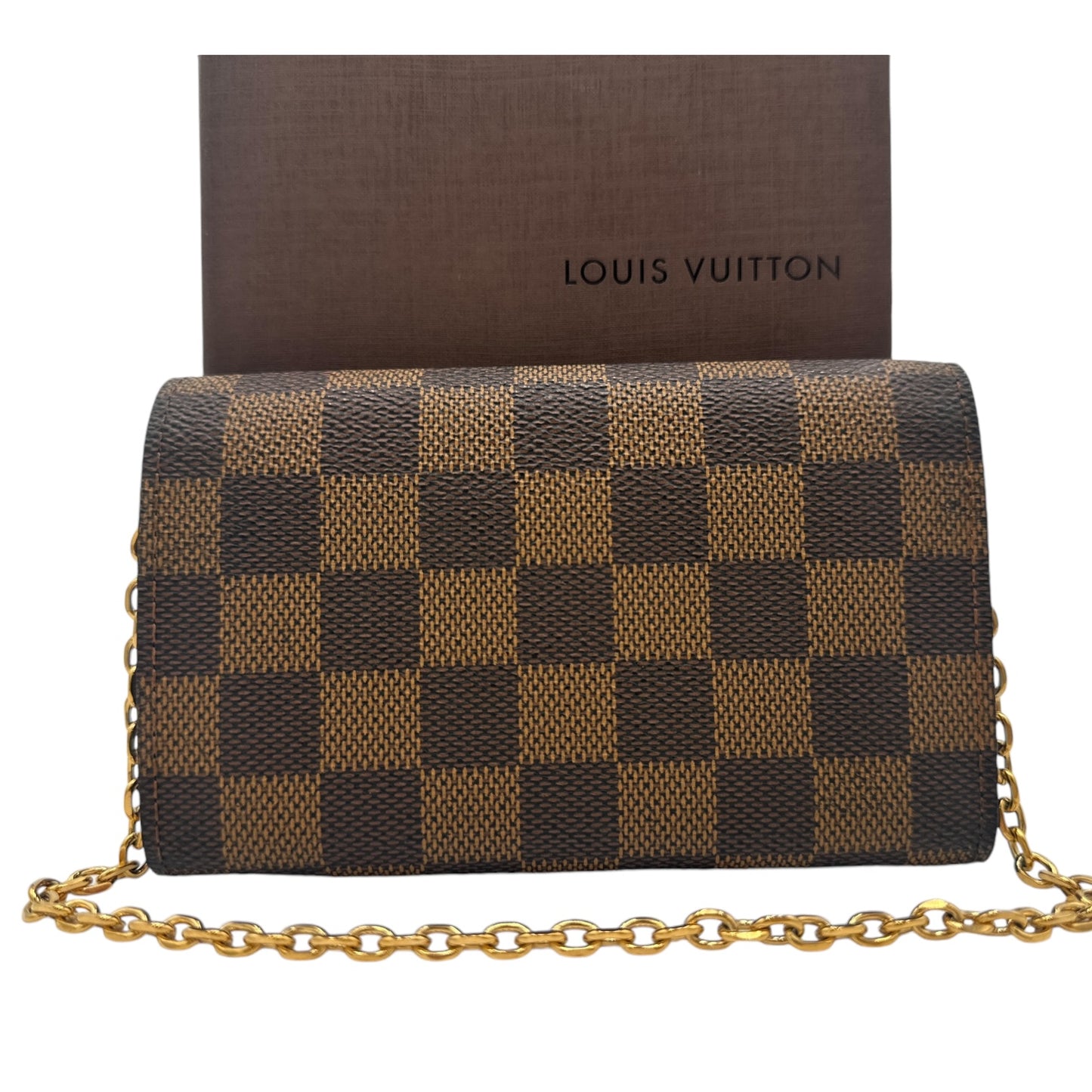 LOUIS VUITTON Damier Ebene Porte Monnaie Billets Tresor Wallet On Chain Louis Vuitton