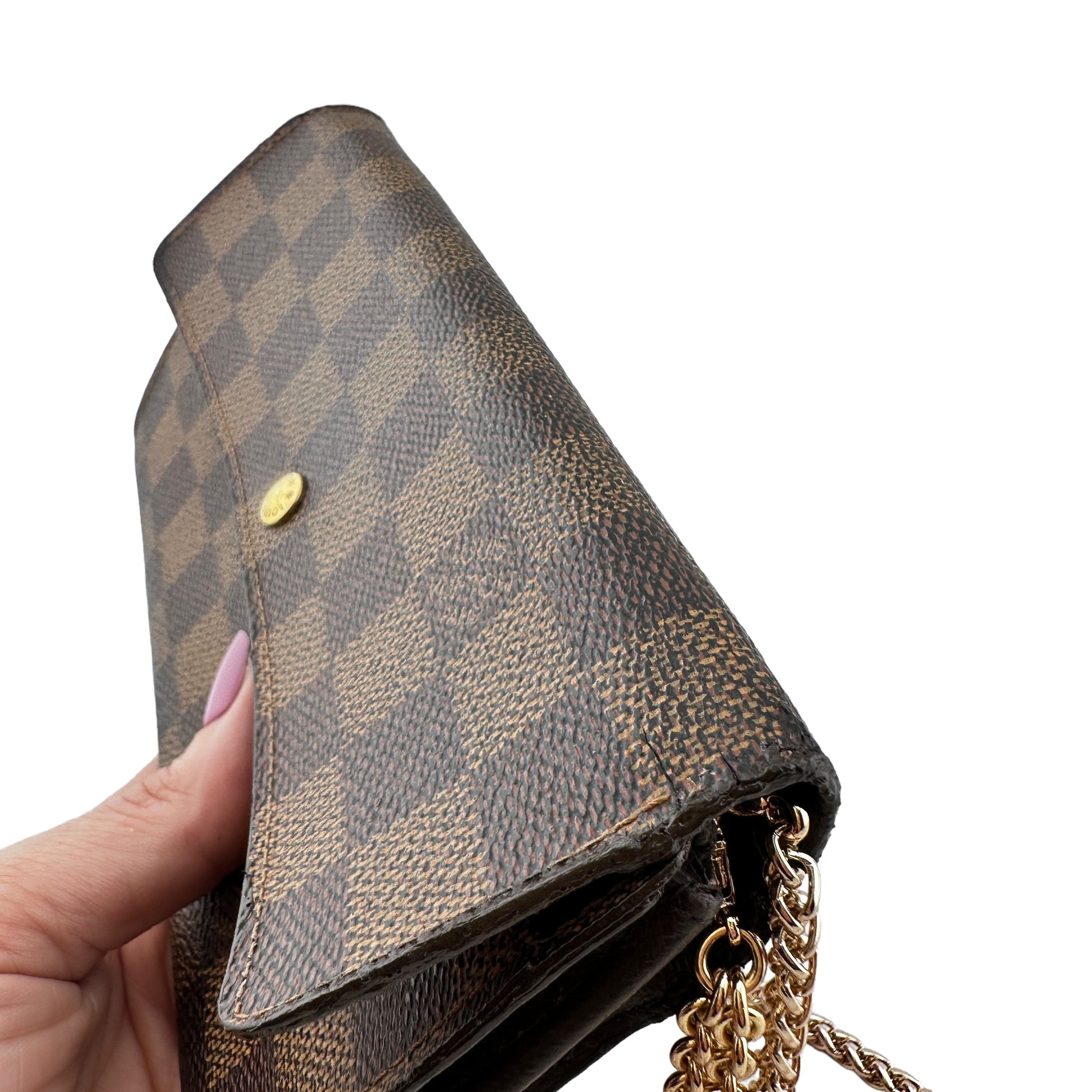 LOUIS VUITTON Damier Ebene Sarah Wallet with Chain Louis Vuitton