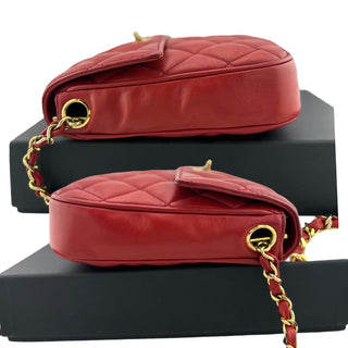 CHANEL Red Lambskin Turnlock Flap Chain Bag Chanel