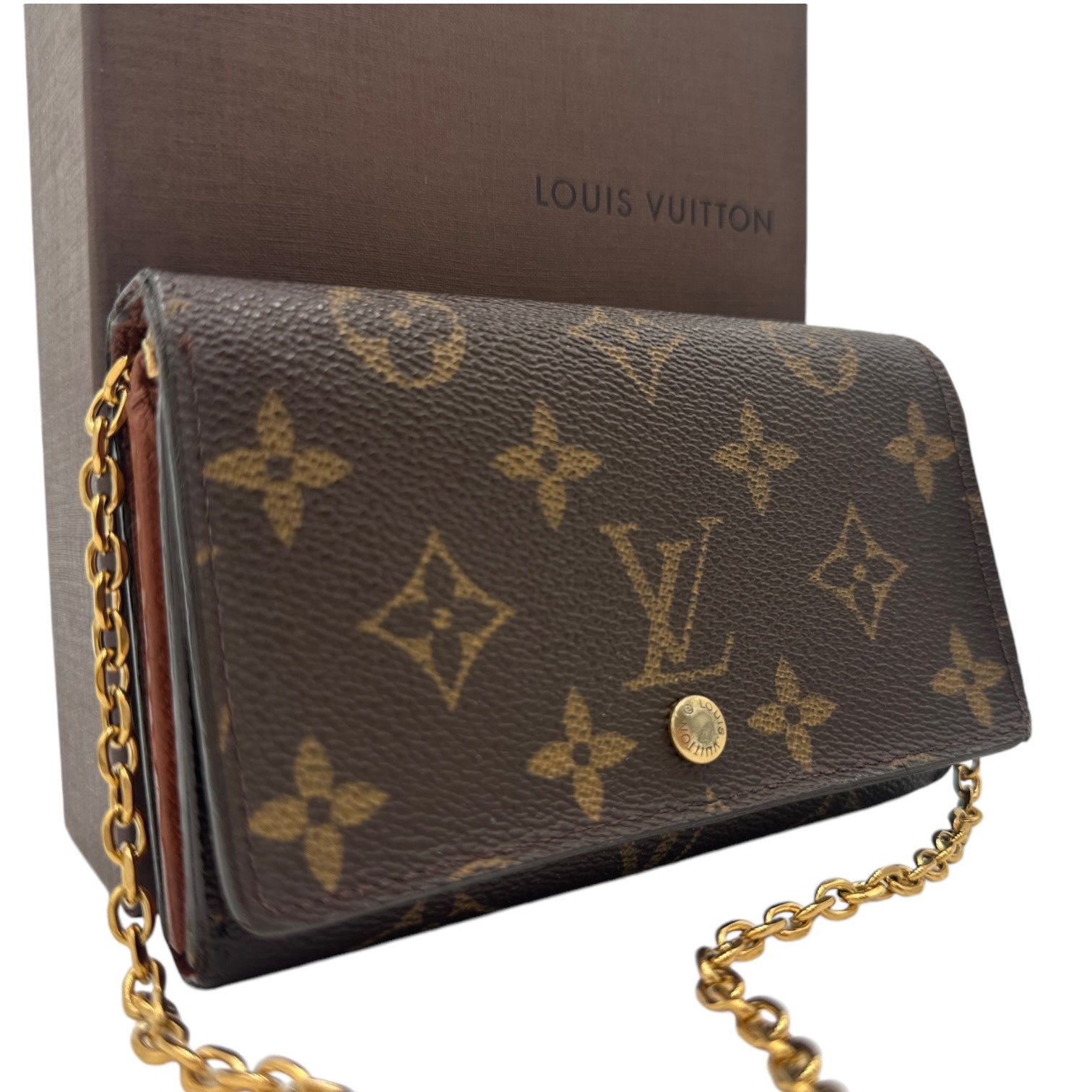 LOUIS VUITTON Monogram Porte Monnaie Billets Tresor Wallet On Chain Louis Vuitton