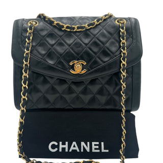 CHANEL Black Lambskin Special Edition Diana Single Flap Bag Chanel